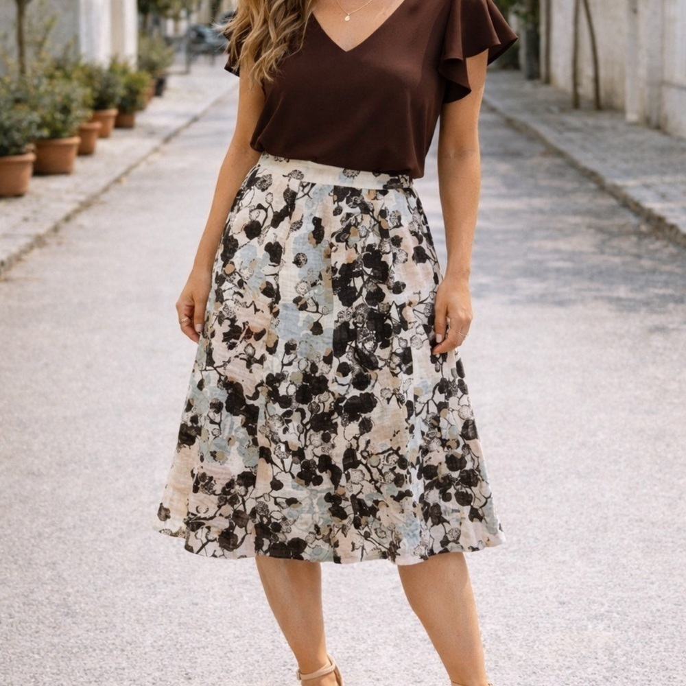 Lafayette 148 New York Spring Summer A-Line Skirt Luxury Preppy Easter Church